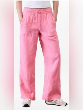 Athleta Retreat Linen High Rise Wide Leg Pant S EUC like new